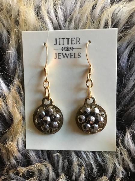 Earring, Vintage Repurposed Gold , Pewter picture