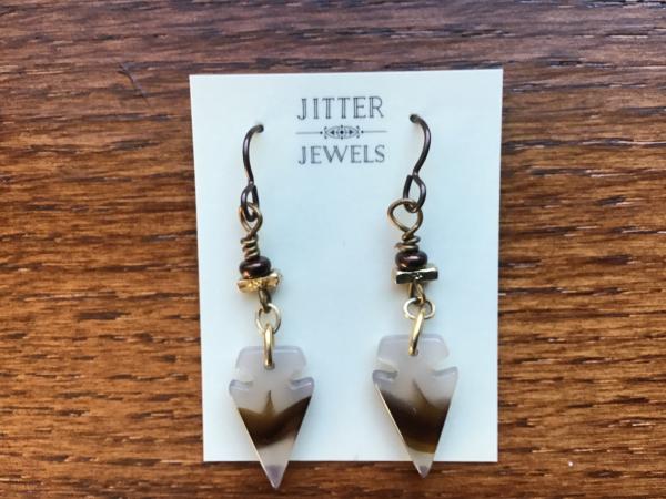 Earring repurposed vintage agate arrowhead picture