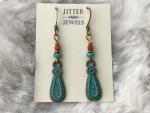 Earring verdigris charm and seed bead