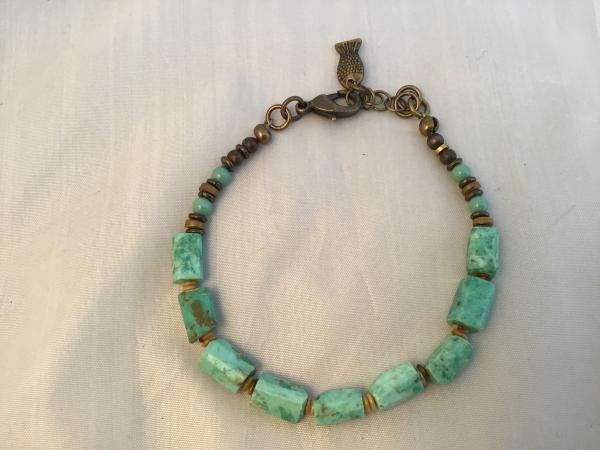Earring Turquoise & Antiqued Bronze picture