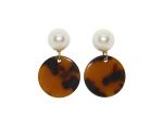 Pearl Stud Tortoise Drop Earrings | Large