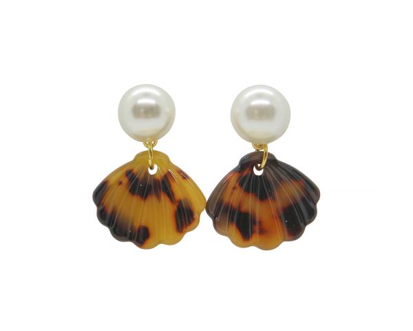 Pearl Tortoise Shell Drop Earrings