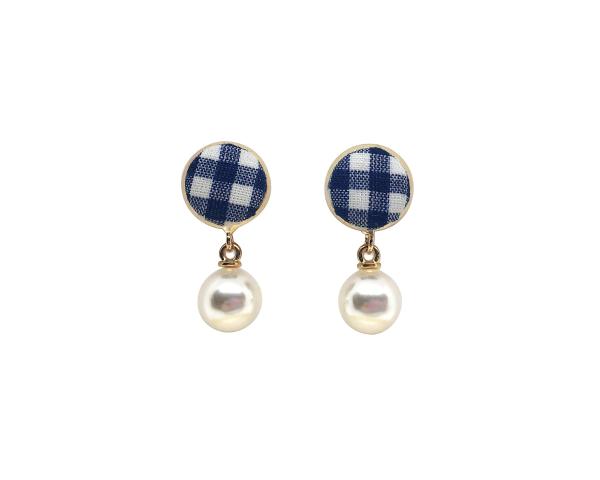 Gingham Studs with Drop Pearls picture