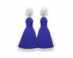 Pearl Tassel Earrings | Classic Blue