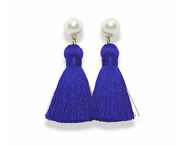 Pearl Tassel Earrings | Classic Blue picture