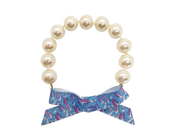 Lilly Pulitzer Inspired Bow Pearl Bracelet | Red Right Return picture