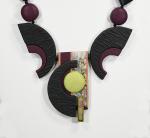 N20-11 Polymer Clay and Black Onyx Semi-Precious Stone Necklace
