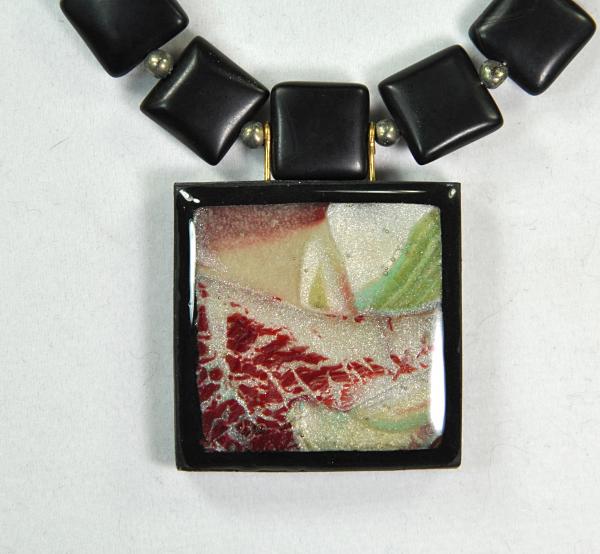 N15-31 Polymer Clay, Resin and Onyx Pendant Necklace