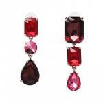 Red Asymmetrical Gracie Drop Earrings