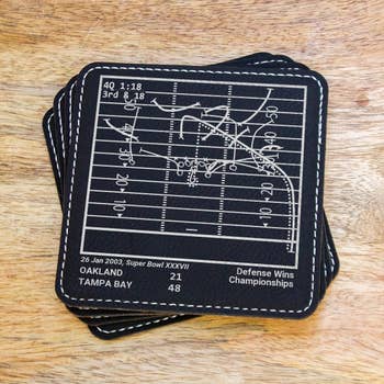 Tampa Bay Buccaneers Leatherette Greatest Plays Coasters
