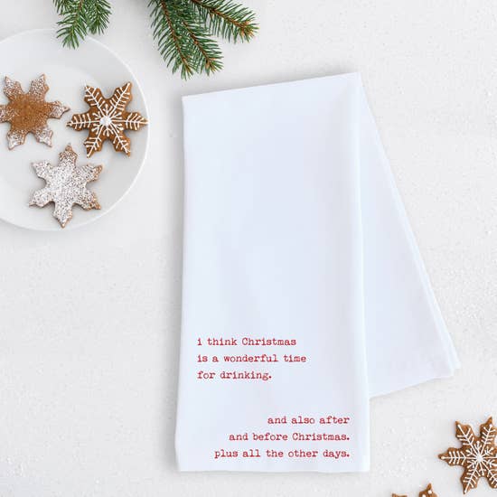 Christmas Drinking Tea Towel