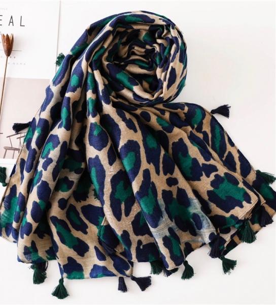 Leopard Scarf - Teal picture