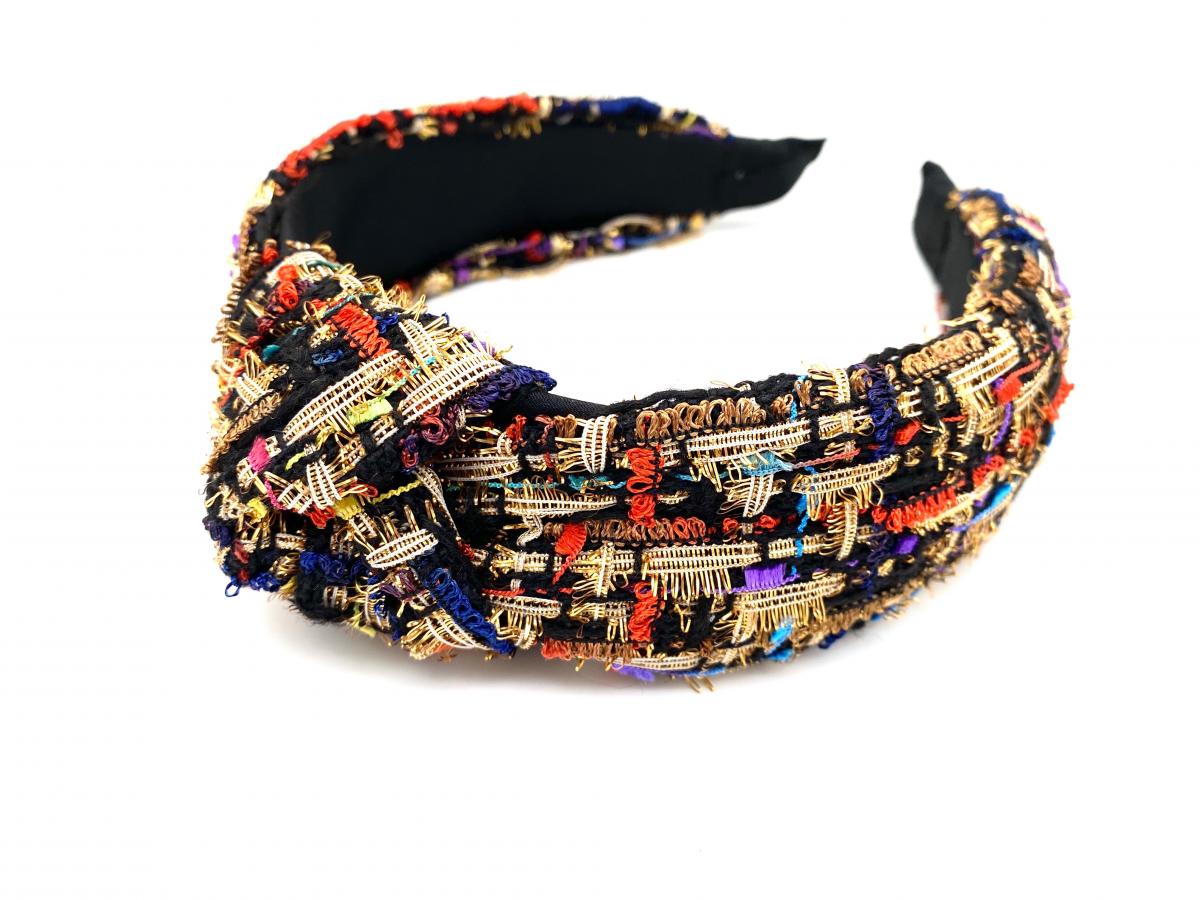 Gold Tweed Top Knot Headband picture