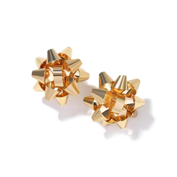 Gold Gift Bow Studs