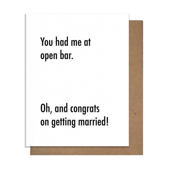 Wedding Open Bar Card