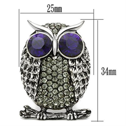 Purple Eyed Owl Ring Size 8 picture