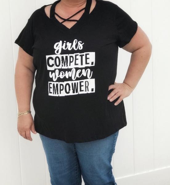 Girls Compete Women Empower Criss Cross Top Plus Size picture