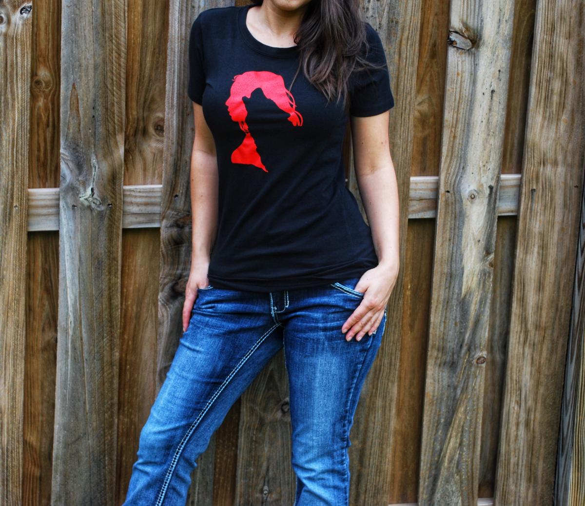 Lady Wolf Logo Short Sleeve Fitted T Shirt picture