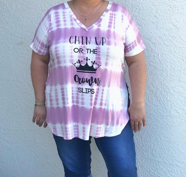 Chin Up or the Crown Slips Tie Dye Top Plus Size