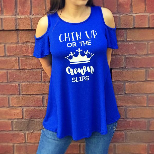 Chin Up Or The Crown Slips Cold Shoulder Top