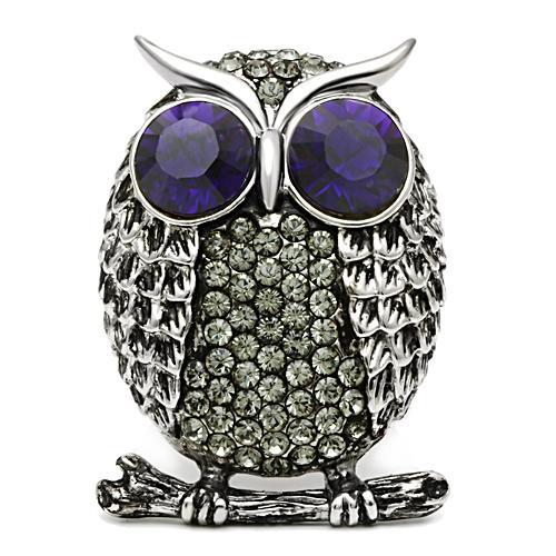 Purple Eyed Owl Ring Size 8 picture