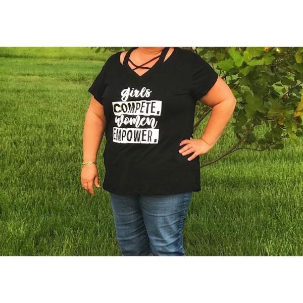 Girls Compete Women Empower Criss Cross Top Plus Size picture