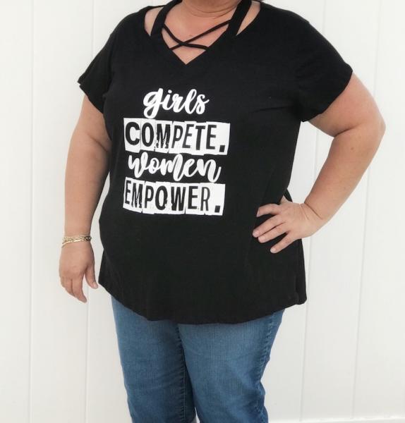 Girls Compete Women Empower Criss Cross Top Plus Size picture