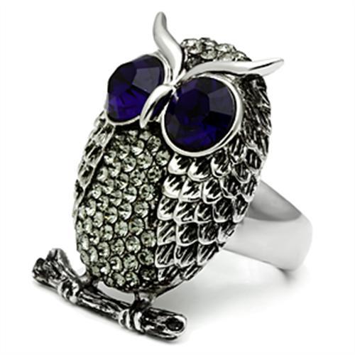 Purple Eyed Owl Ring Size 8 picture