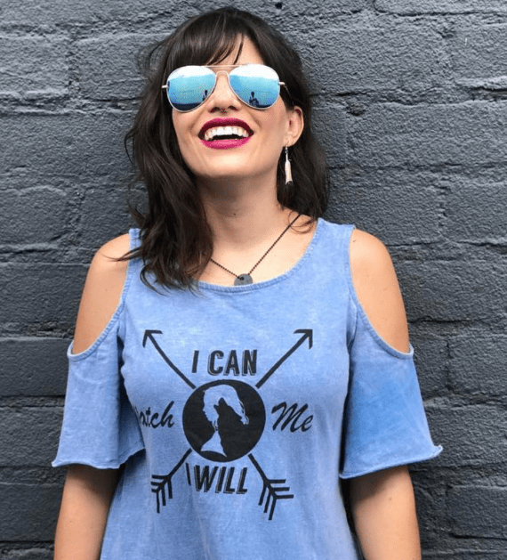 I Can I Will Watch Me Cold Shoulder Mineral Washed Top