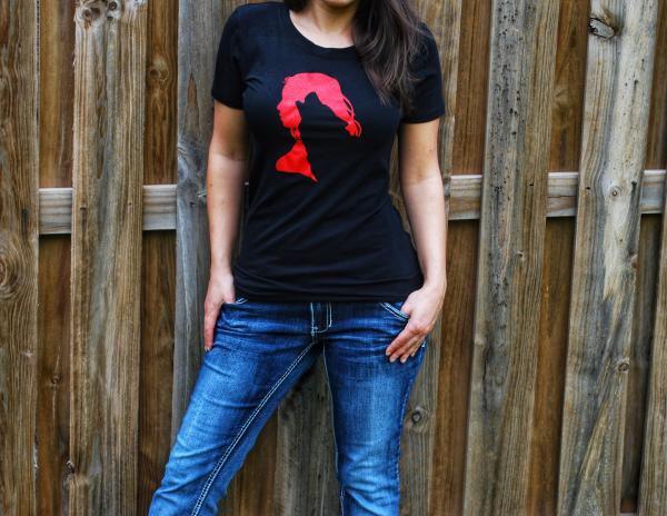 Lady Wolf Logo Short Sleeve Fitted T Shirt picture