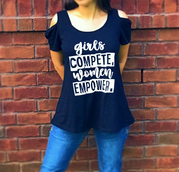 Girls Compete Women Empower Cold Shoulder Top picture