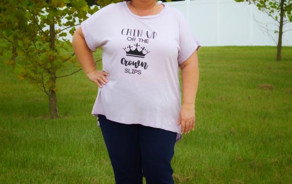 Chin Up or the Crown Slips Short Sleeve Relaxed Fit Top Plus Size