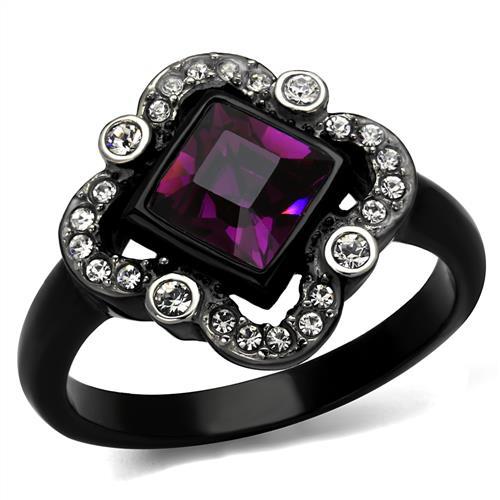 Purple Ring Black Stainless Size 8