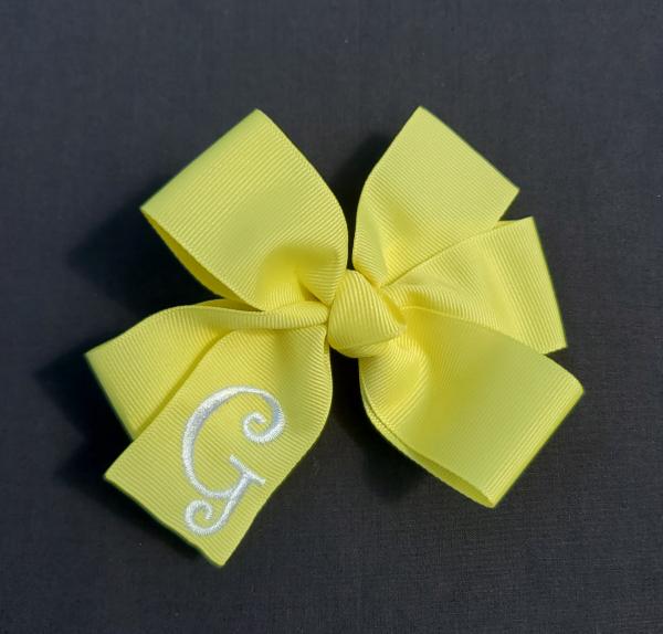 Light Yellow Monogrammed Hair Bow picture