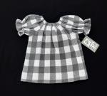 Grey Buffalo Plaid Flannel Peasant Dress