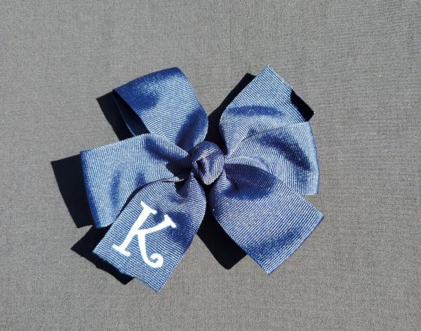 Navy Monogrammed Hair Bow picture