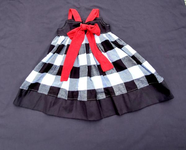 Black Flannel Buffalo Plaid Reverse Knot Dress picture