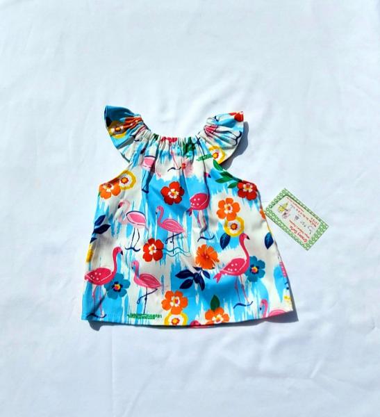 Flowers and Flamingos Flutter Sleeve Dress picture