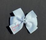 White/Pink Monogrammed Hair Bow
