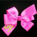 Raspberry Monogrammed Hair Bow