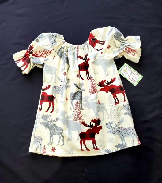 Flannel Moose Peasant Dress