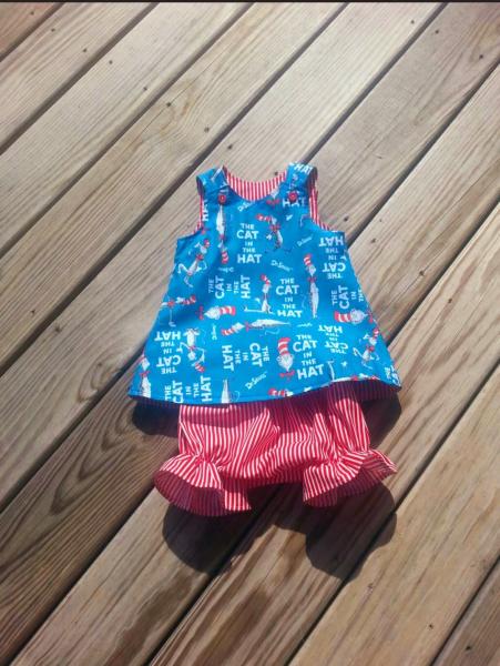 Cat in The Hat A line Dress and Bloomers