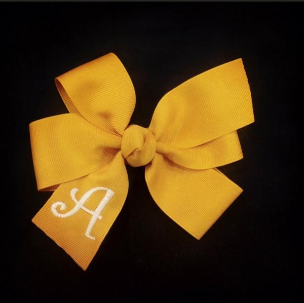 Mustard Monogrammed Hair Bow picture