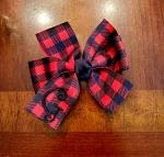 Red and Black Buffalo Plaid Momogrammed Hair Bow