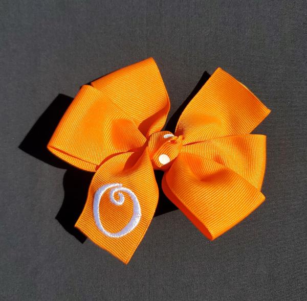 Orange Monogrammed Hair Bow picture