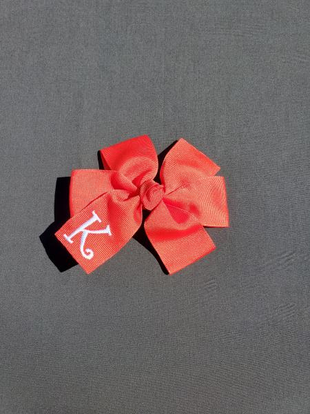 Red Monogrammed  Hair Bow