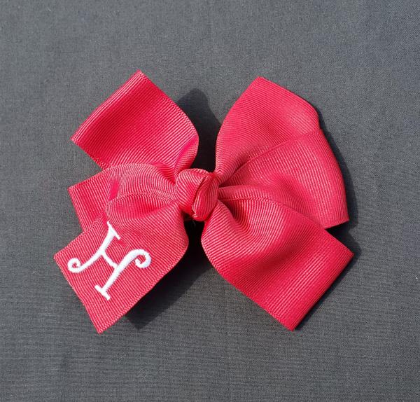 Cranberey Monogrammed Hair Bow