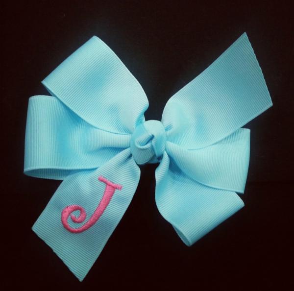 Robbins Egg Monogrammed Hair Bow