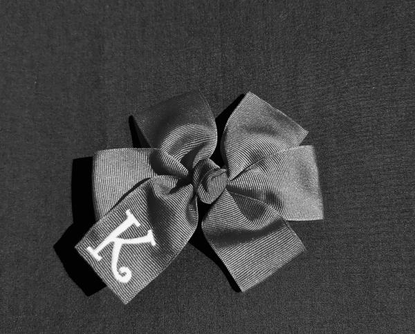 Grey Monogrammed Hair Bow