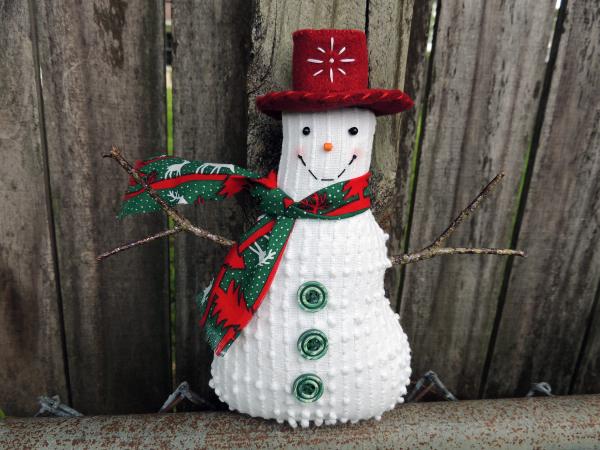 Happy Vintage Chenille Snowman Decoration – Reindeer Scarf picture